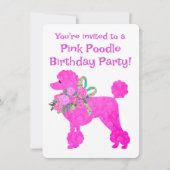 ピンクプードルガールズ誕生日サンプル招待状 招待状 (正面)