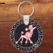 ピンクプードルキーチェーン キーホルダー (正面)