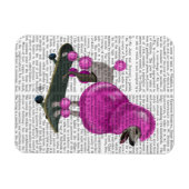 ピンクプードルスケートボード マグネット (横)