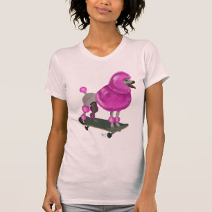 ピンクプードルスケートボード Tシャツ