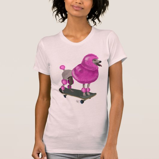ピンクプードルスケートボード Tシャツ (正面)