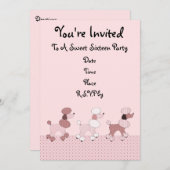 ピンクプードルズオンパレード招待状 招待状 (正面/裏面)