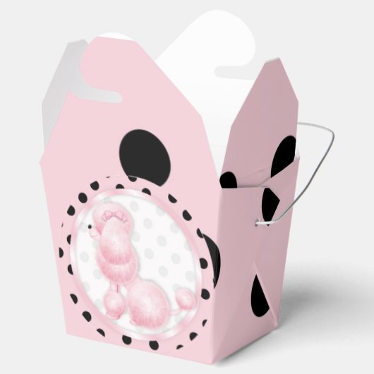ピンクプードルバースデーパーティーの好意ボックス フェイバーボックス (オープン)