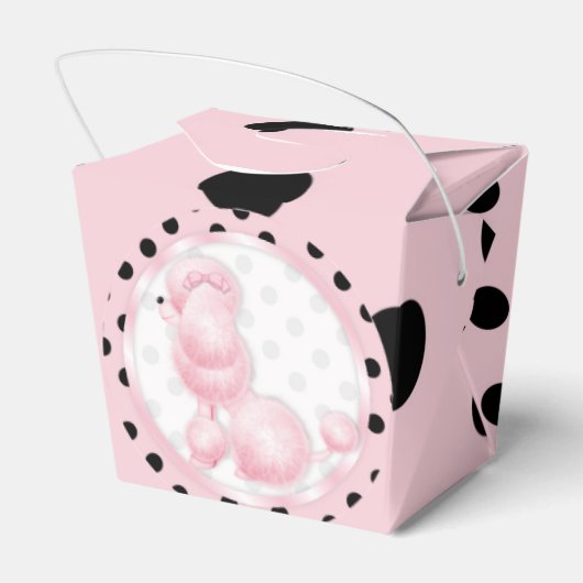 ピンクプードルバースデーパーティーの好意ボックス フェイバーボックス (裏面サイド)