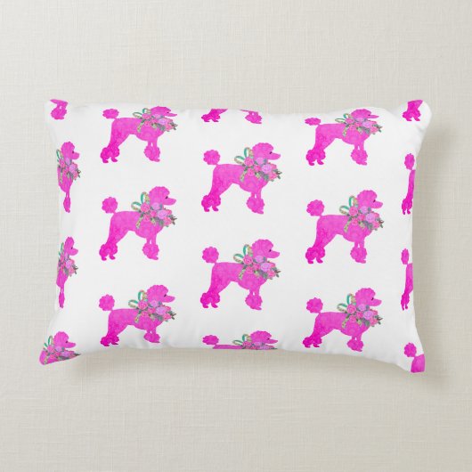 ピンクプードルパーソナライズされた アクセントクッション (裏面)