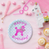 ピンクプードルパーティーガールズハッピーバースデー ペーパープレート (パーティー)