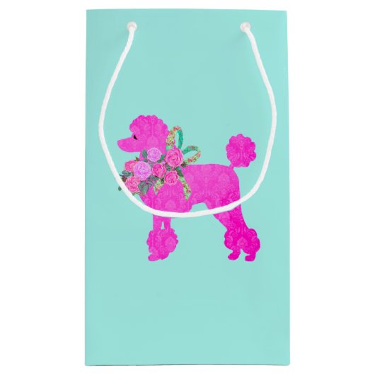 ピンクプードルパーティーパーソナライズされた抱き枕 スモールペーパーバッグ (裏面)