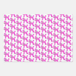 ピンクプードルパーティーマッチング ラッピングペーパーシート