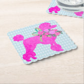 ピンクプードルパーティー用品 ペーパーコースター (アングル)