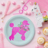 ピンクプードルパーティー用品 ペーパープレート (パーティー)