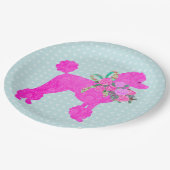 ピンクプードルパーティー用品 ペーパープレート (アングル)