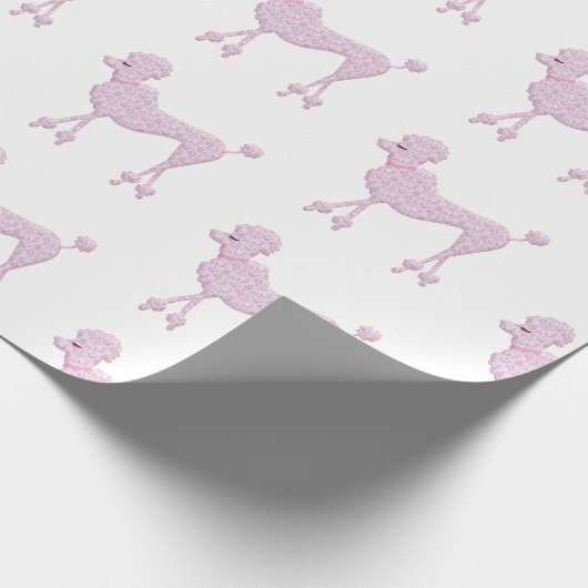 ピンクプードルレースレトロヴィンテージかわいらし ラッピングペーパー (角)