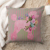 ピンクプードルヴィンテージ織物 クッション (ブランケット)