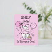 ピンクプードル誕生日カスタムポストカード ポストカード (スタンド正面)