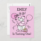 ピンクプードル誕生日カスタムポストカード ポストカード (正面/裏面)