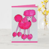 ピンクプードル誕生日カード カード (黄色い花)