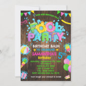 ピンクプールバースデーパーティラバーダックウッド 招待状 (正面)