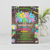 ピンクプールバースデーパーティラバーダックウッド 招待状 (スタンド正面)