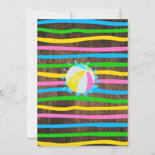 ピンクプールバースデーパーティラバーダックウッド 招待状 (裏面)