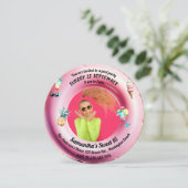 ピンクプールパーティーカクテル水彩甘い16写真 招待状 (スタンド正面)