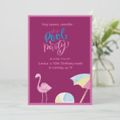 ピンクプールパーティースプラッシュ誕生日招待状 招待状 (スタンド正面)