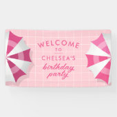 ピンクプールパーティー誕生日へようこそ 横断幕 (横)