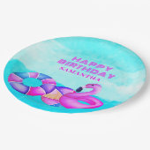 ピンクプールパーティー誕生日 ペーパープレート (アングル)