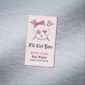 ピンクヘアアクセサリースカル – シザークロスボーン#6 マグネット名刺 (インサイチュ)