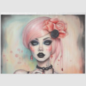 ピンクヘアゴシックガールハロウィーンデコペ紙 薄葉紙 (正面)