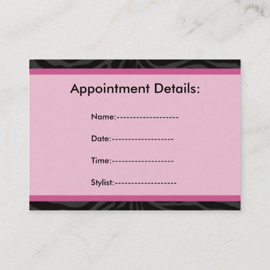 ピンクヘアサロン名刺 予約カード (裏面)