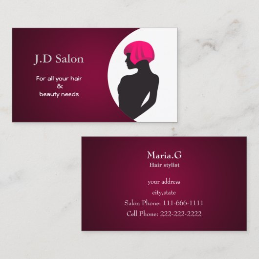 ピンクヘアサロン名刺 名刺 (正面/裏面)