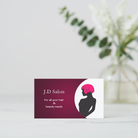 ピンクヘアサロン名刺 名刺 (スタンド正面)