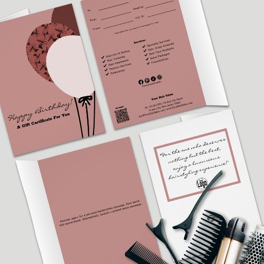 ピンクヘアスタイリストハッピーバースデーギフト券