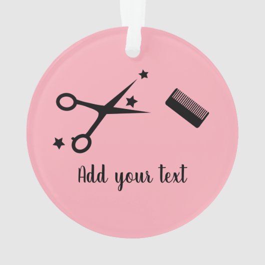 ピンクヘアスタイリスト引用文おもしろい美容師スター オーナメント (裏面)