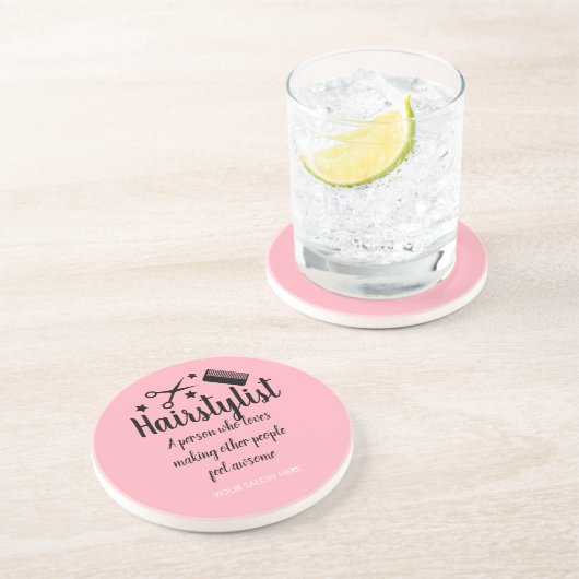 ピンクヘアスタイリスト引用文おもしろい美容師スター コースター (側面)