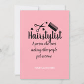 ピンクヘアスタイリスト引用文おもしろい美容師スター シーズンカード (正面)