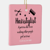 ピンクヘアスタイリスト引用文おもしろい美容師スター セラミックオーナメント (右)
