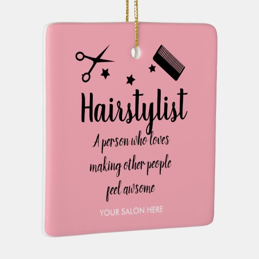 ピンクヘアスタイリスト引用文おもしろい美容師スター セラミックオーナメント (右)