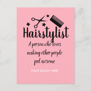 ピンクヘアスタイリスト引用文おもしろい美容師スター ポストカード