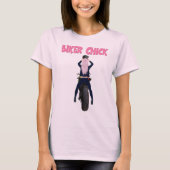 ピンクヘアバイクもしくは自転車に乗る人チックバイクTシャツ Tシャツ (正面)