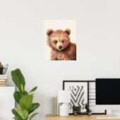 ピンクヘアベア子供部屋 ポスター (ホームオフィス)