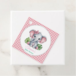 ピンクヘアボウかわいい象ありがとう赤ちゃんシャワー フェイバータグ