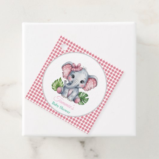 ピンクヘアボウかわいい象ありがとう赤ちゃんシャワー フェイバータグ (インサイチュ)