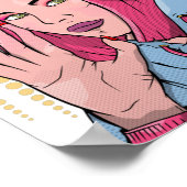 ピンクヘア漫画ブックスタイル女性 ポスター (角)