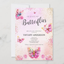 ピンクヘイ与えミー蝶ブライダルシャワー