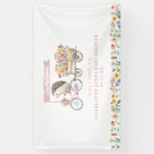 ピンクヘッジホッグ赤ちゃんシャワー歓迎バナー – フローラ 横断幕 (縦)