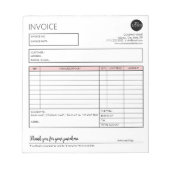 ピンクヘッダーミニマリストケーキ販売請求書テンプレート ノートパッド (正面)