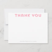 ピンクヘリンボーンパターンサンキューノートカード 招待状 (正面)