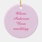 ピンクベかわいらしビーガールストーク セラミックオーナメント (裏面)