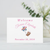 ピンクベアとバルーンをテーマにしたエンクロージャカード 招待状 (スタンド正面)